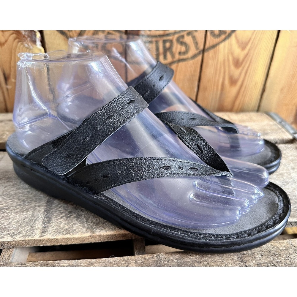 Propet Black Slide Sandals Summer W0055 Leather Women's 6.5 M